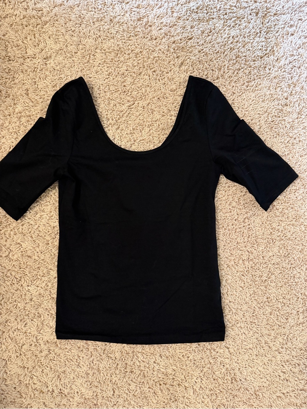 COS Black Scoop Neck Short Sleeve Top